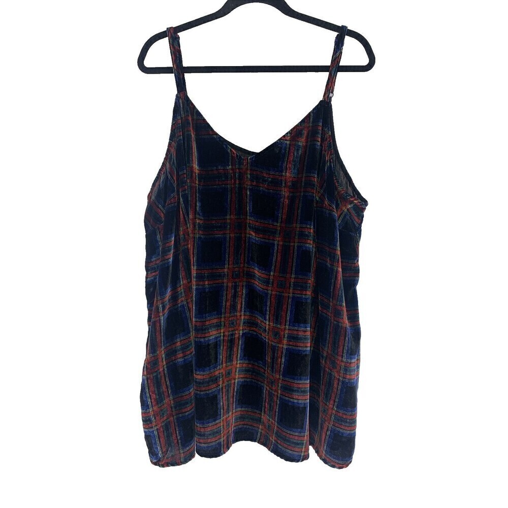 Torrid Sophie Velvet Swing Cami Plaid Tank Top 15870840 Red Black Womens Plus 4X